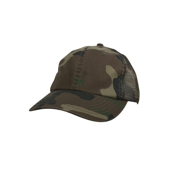 Enzyme Washed Camouflage Mesh Trucker Hat - Camo