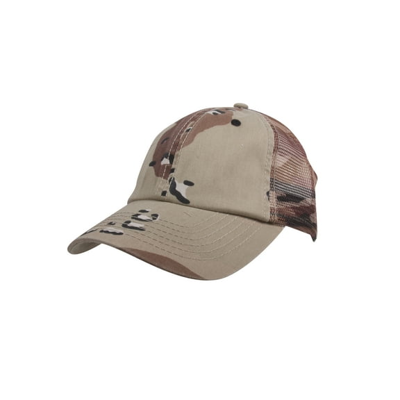 Enzyme Washed Camouflage Mesh Trucker Hat - Desert Camo