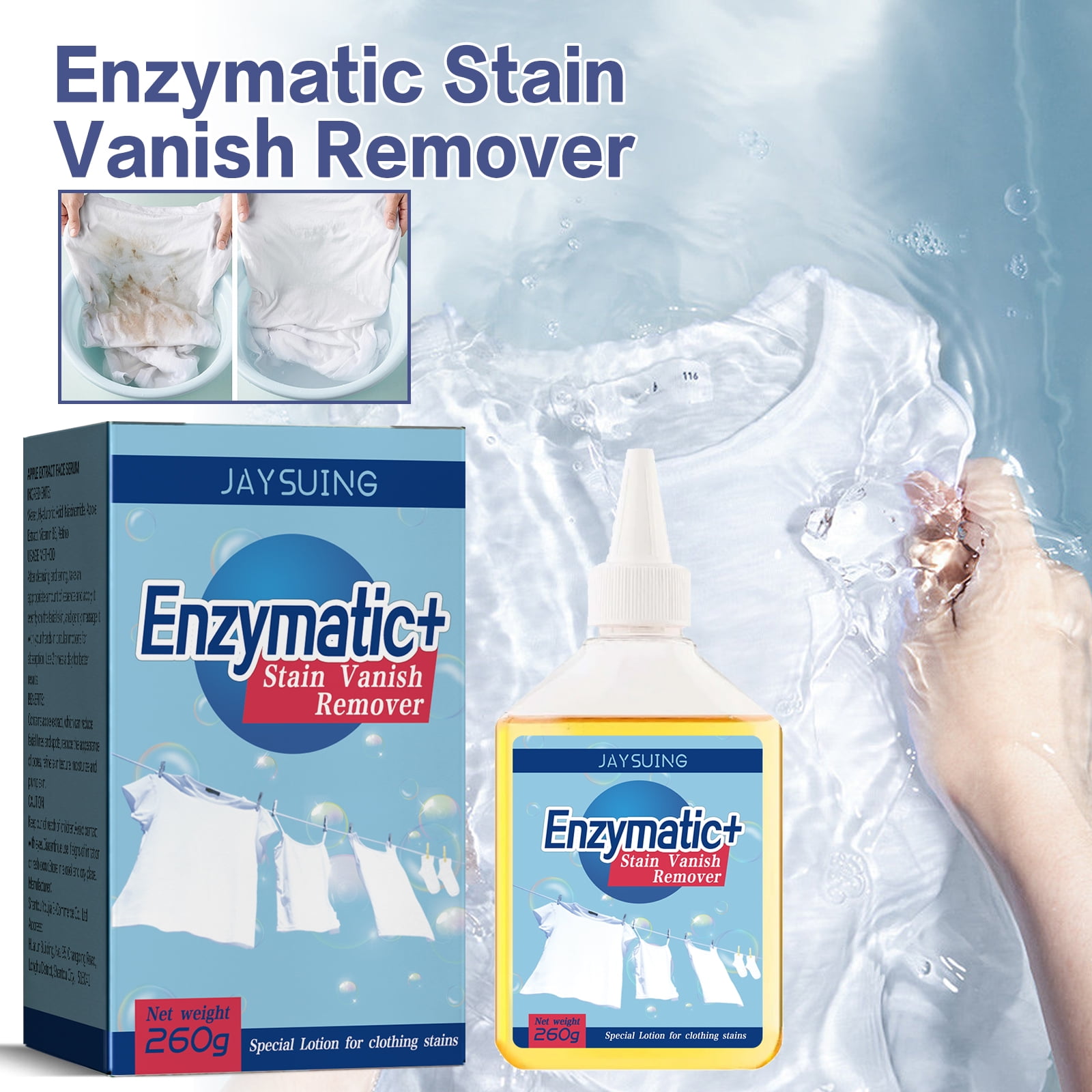 Enzyme cleaner for stubborn stains and yellowing on clothing multi