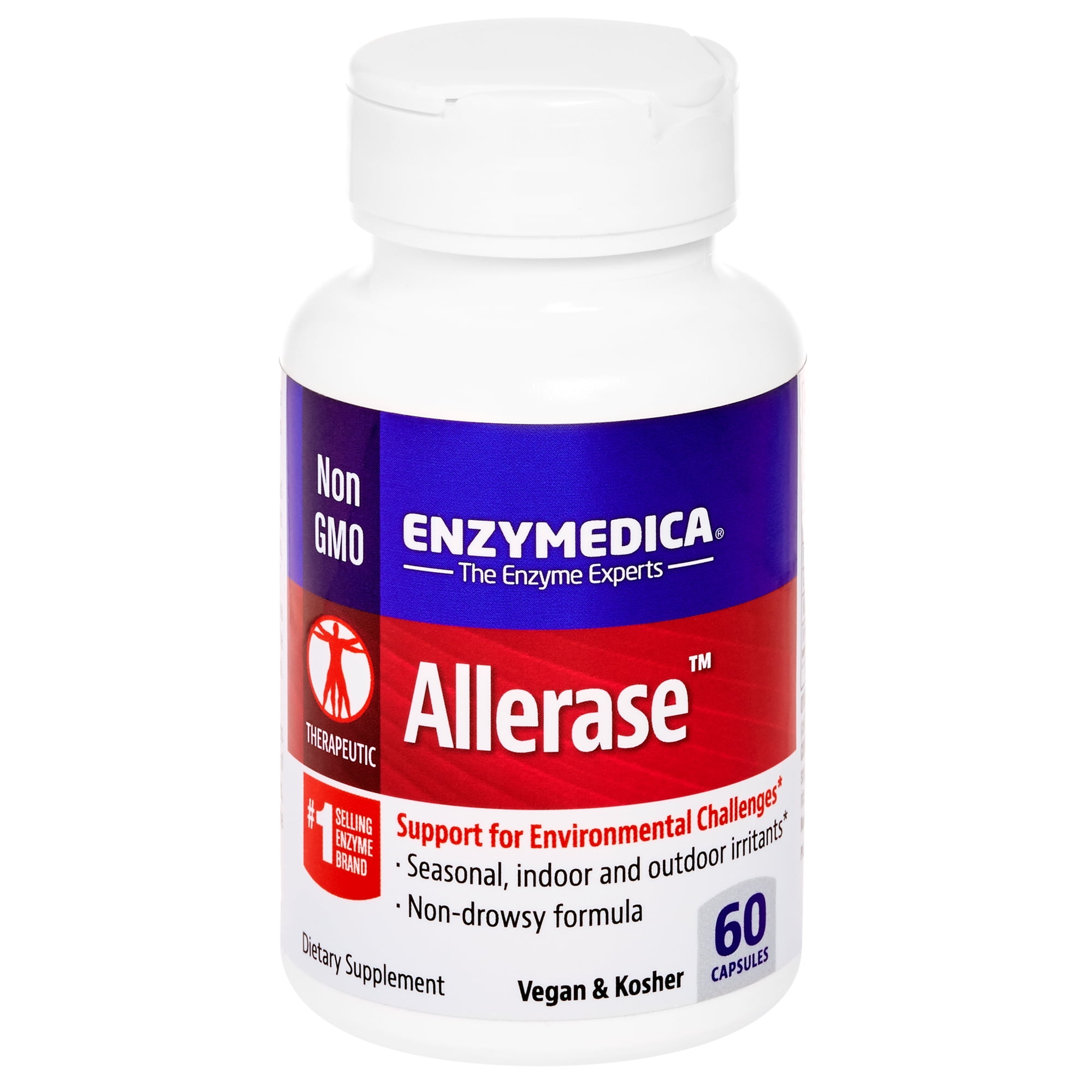 Enzymedica Allerase, Vegan, Kosher, Non-Drowsy Enzyme Supplement, Mucus ...