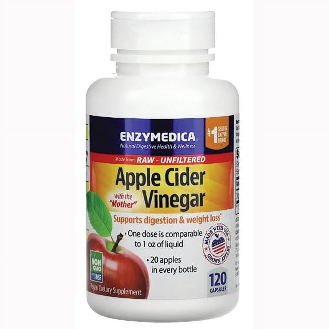 Enzymedica Apple Cider Vinegar -120 Capsules
