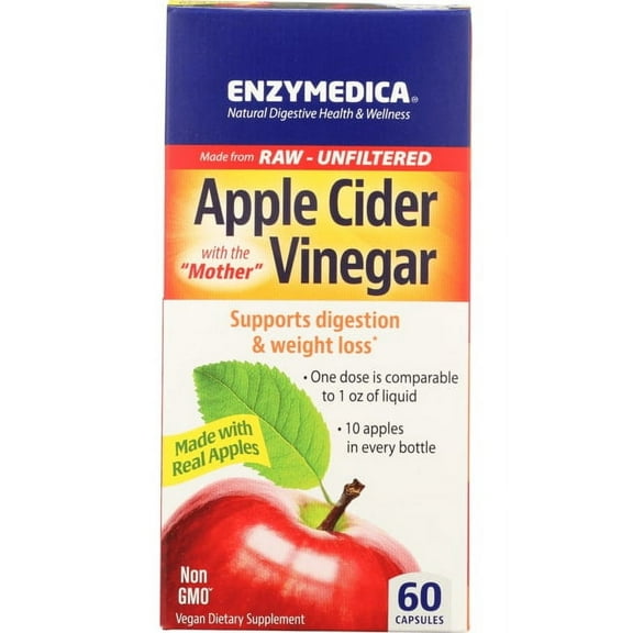 Enzymedica - Apple Cider Vinegar Supports Digestion & Weight Loss - 60 Capsules