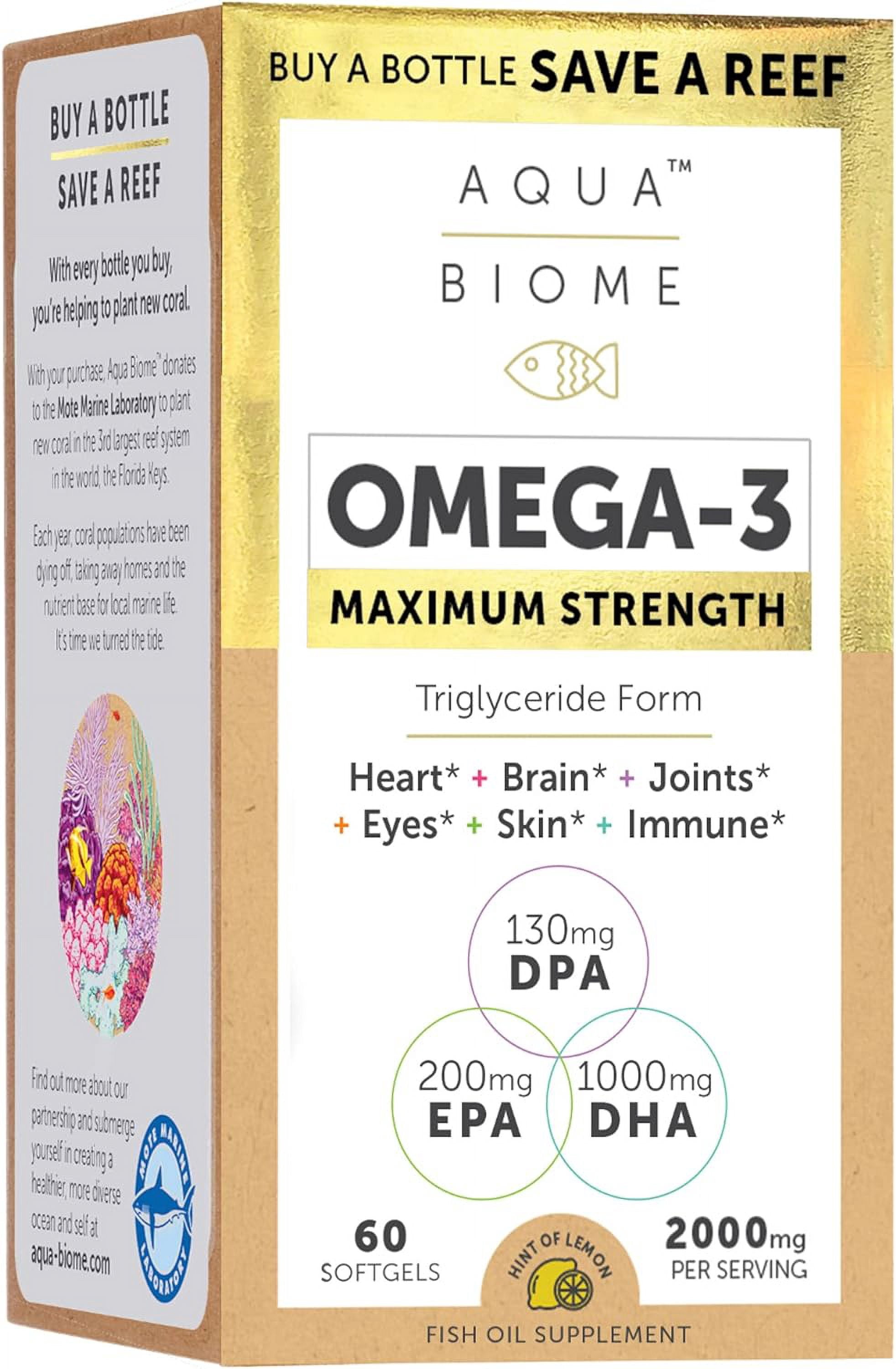 Enzymedica Aqua Biome Maximum Strength Omega 3 Fish Oil, 60 Softgels