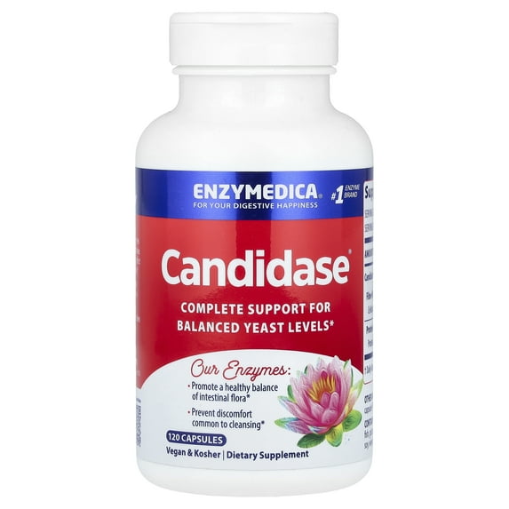 Enzymedica, Candidase, 120 Capsules, Enzyme Supplement to Support Balanced Yeast Levels and Digestive Health, Vegan, 60 Servings