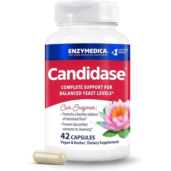 Enzymedica, Candidase, 42 Capsules, Enzyme Supplement to Support Balanced Yeast Levels and Digestive Health, Vegan, 21 Servings