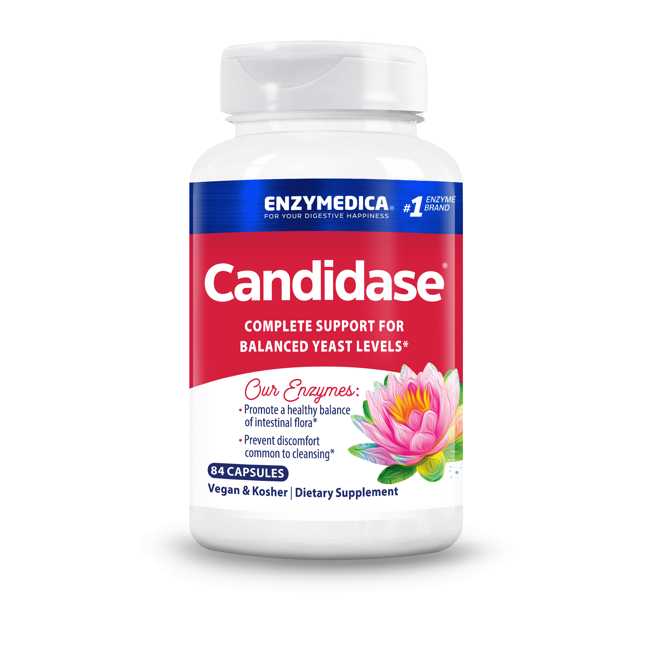 Enzymedica, Candidase, 84 Capsules, Enzyme Supplement to Support Balanced Yeast Levels and Digestive Health, Vegan, 42 Servings