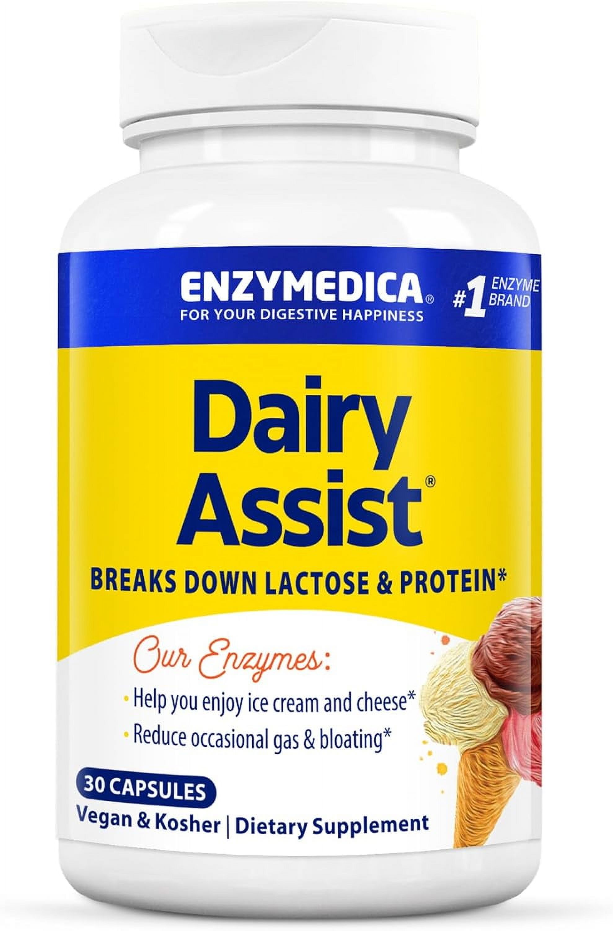 Enzymedica, DairyAssist, Digestive Enzymes for Complete Dairy Digestion