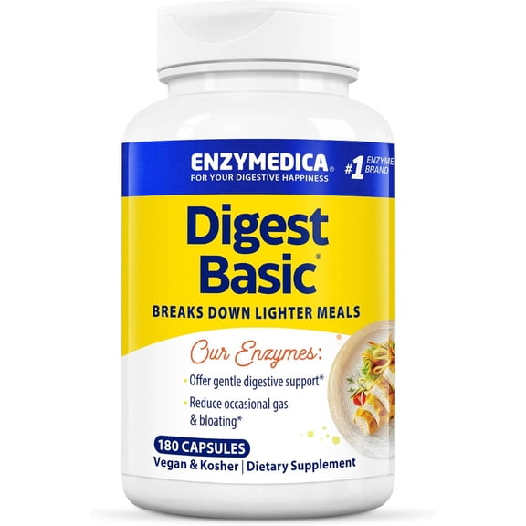 Enzymedica, Digest Basic, 180 Capsules, Dietary Supplement to Support Digestive Relief, Vegan, Non-GMO, 180 Servings
