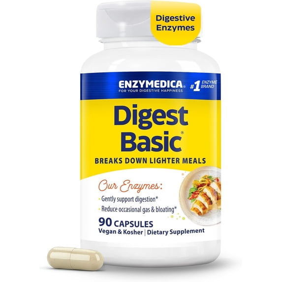 Enzymedica Digest Basic, Essential Enzyme Formula, 90 Capsules