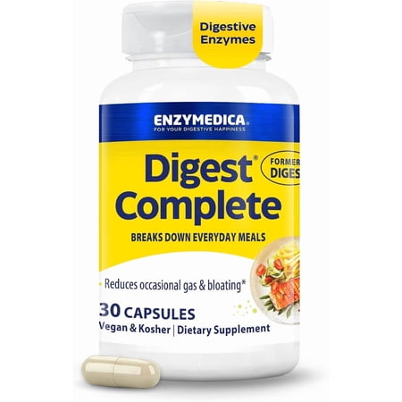 Enzymedica Digest Complete. Digestive Enzyme Supplement for Men & Women, Supports Gut Health, Helps Gas & Bloating, Kosher & Vegan, 30 Capsules