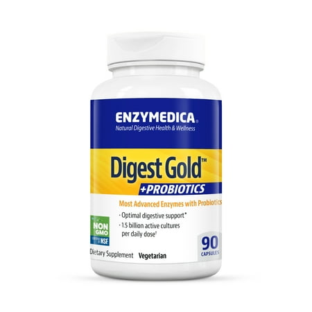 Enzymedica, Digest Gold + PROBIOTICS, Digestive Aid for Maximum Relief, Vegetarian, Gluten Free, Non-GMO, 90 Capsules (90 Servings)