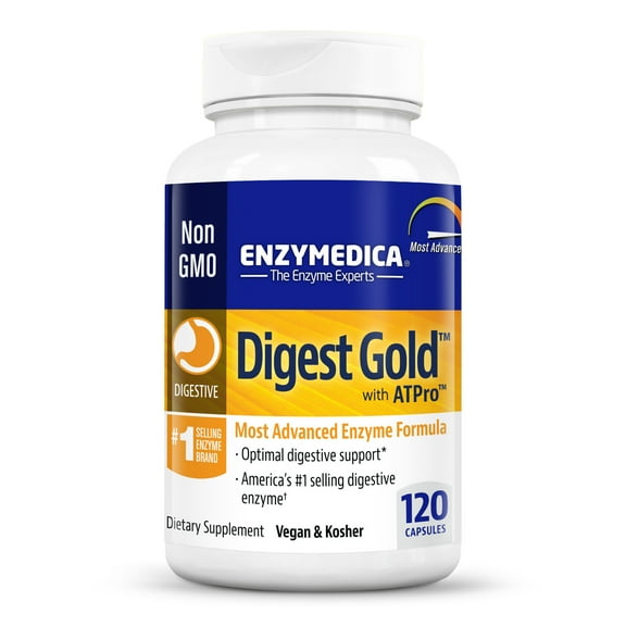 Enzymedica, Digest Gold with ATPro, Daily Digestive Support Supplement with Enzymes and ATP, 120 Capsules