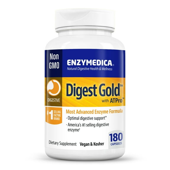 Enzymedica, Digest Gold with ATPro, Daily Digestive Support Supplement with Enzymes and ATP, 180 Capsules