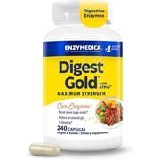 Enzymedica Digest Gold + ATPro, Maximum Strength Enzyme Formula, Fast-Acting, Helps Digest Large Meals, Prevents Bloating and Gas, 240 Capsules