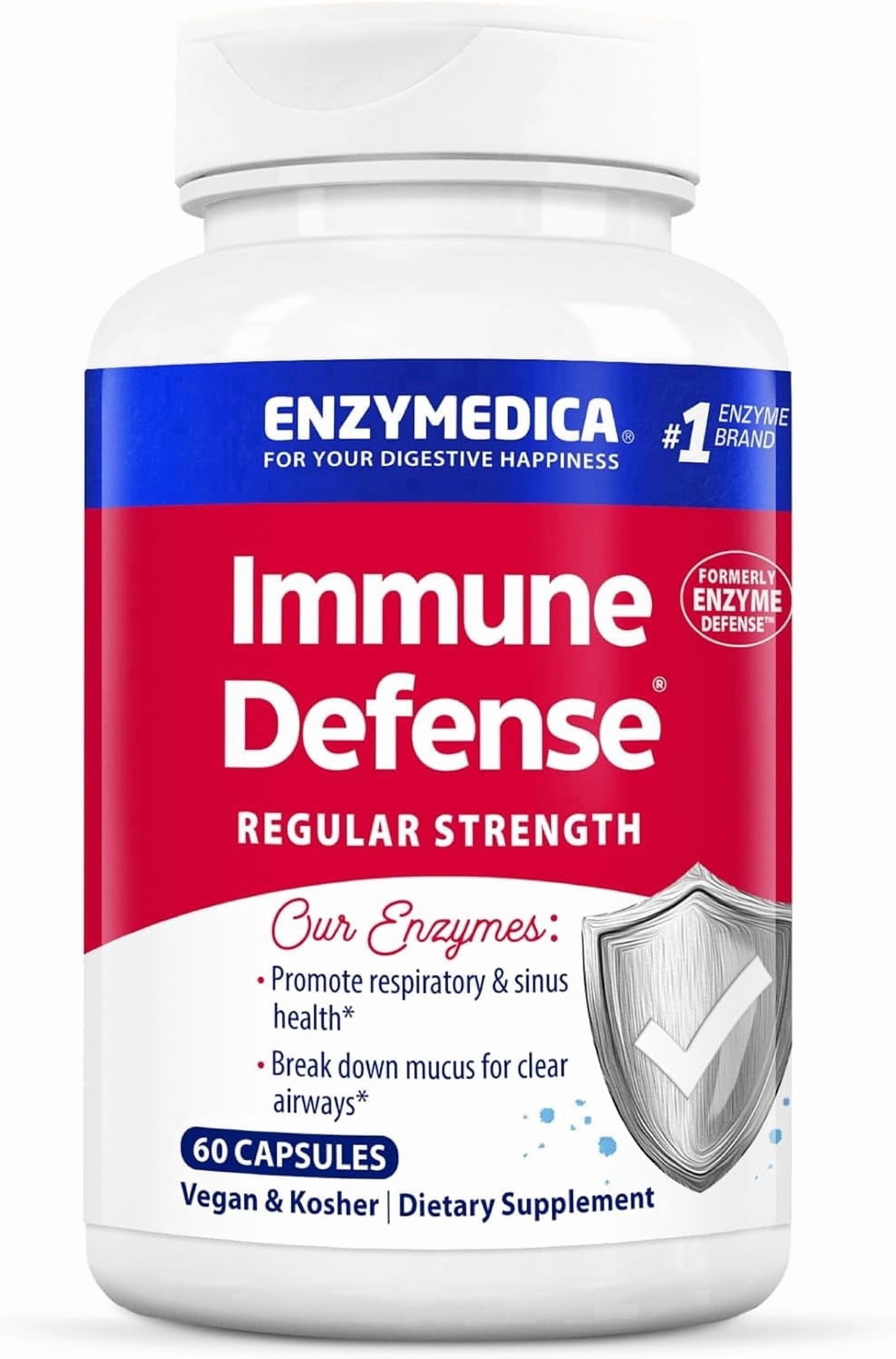 Enzymedica, Immune Defense, Regular Strength, Proteolytic Enzymes for Immune Support, Vegan & Kosher, 60 Count