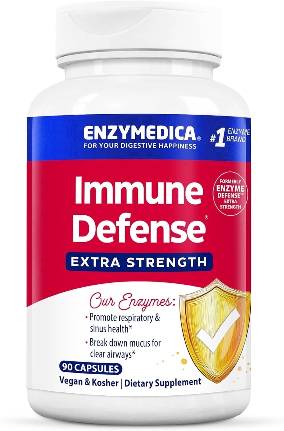 Enzymedica Immune Defense, Extra Strength, Proteolytic Enzymes for Twice the Immune Support, 90 Count
