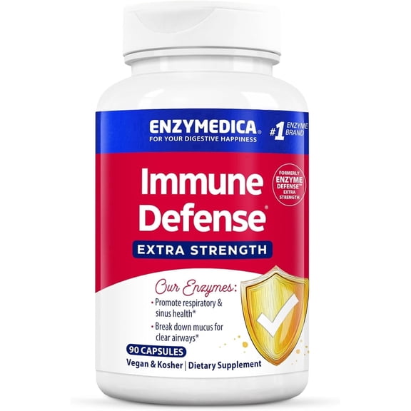 Enzymedica Immune Defense, Extra Strength, Proteolytic Enzymes for Twice the Immune Support, 90 Count