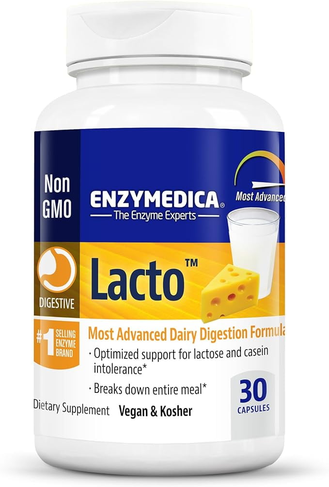 Enzymedica Lacto, Maximum Strength Formula for Dairy Intolerance, With