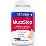 Enzymedica MucoStop Non-Drowsy Enzyme Support for Occasional Congestion Relief, 96 Capsules