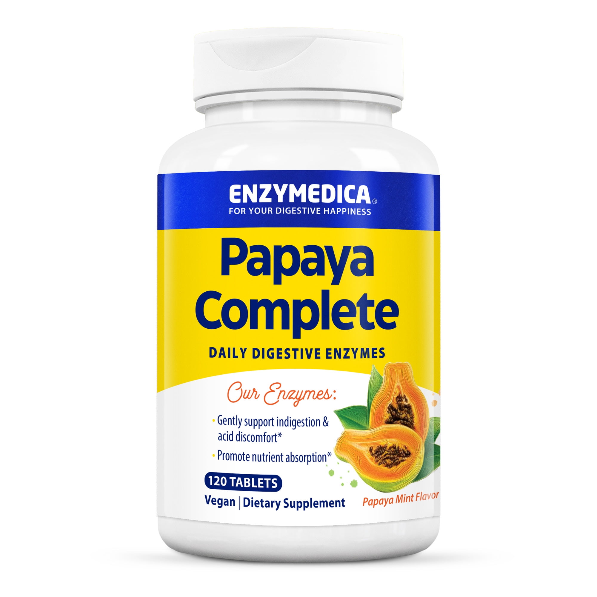 Enzymedica Papaya Complete, Daily Digestive Enzymes with Organic Papaya Juice and Chlorophyll