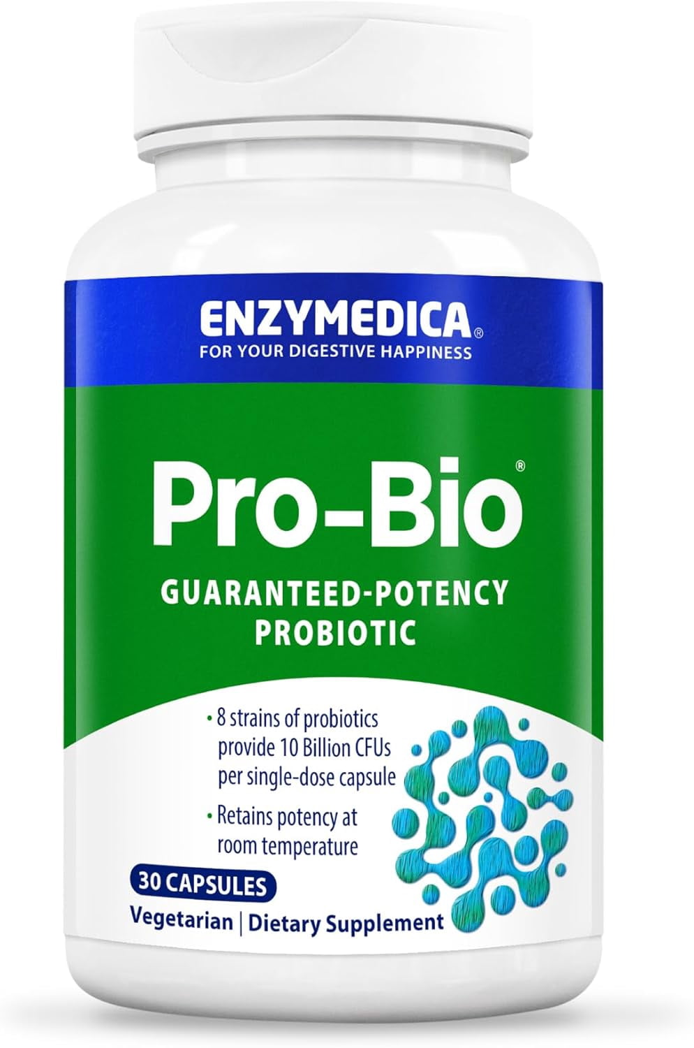 Enzymedica Pro-Bio, Shelf Stable Probiotic for Healthy Digestion, 10 Billion CFU, 30 Count