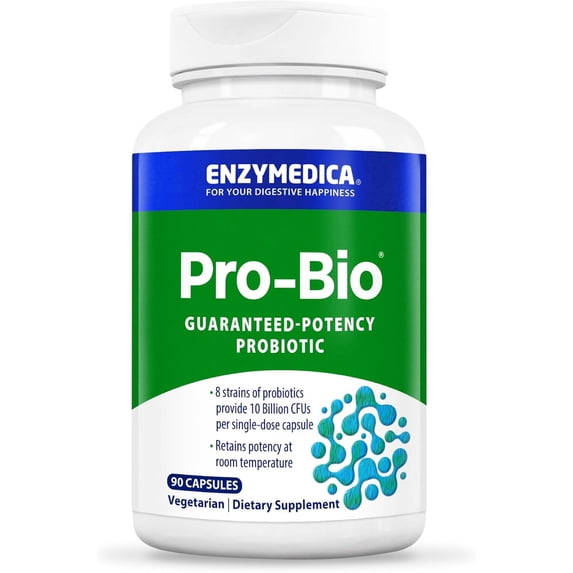 Enzymedica Pro-Bio, Shelf Stable Probiotic for Healthy Digestion, 10 Billion CFU, 90 Count