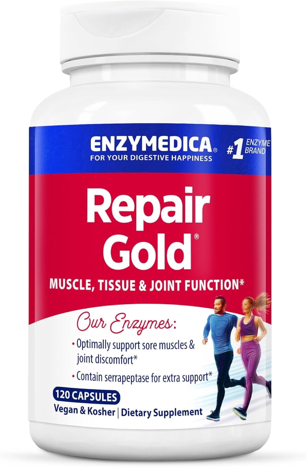 Enzymedica Repair Gold for Men & Women - Proteolytic Enzymes Supplement with Bromelain, 120 Capsules