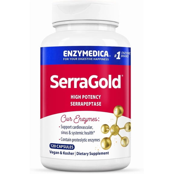 Enzymedica, SerraGold, High-Potency Serrapeptase Enzyme Supplement, Supports Respiratory, Heart & Immune Function, 120 Count