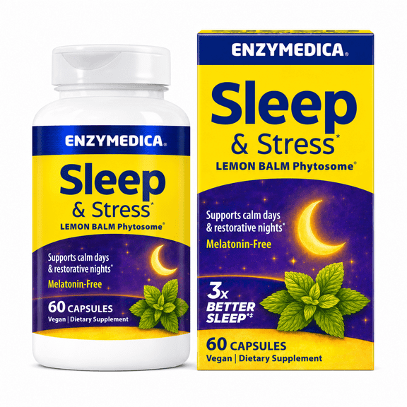 Enzymedica Sleep and Stress Lemon Balm Phytosome Capsules , Gluten-Free &  Vegan 60 Count