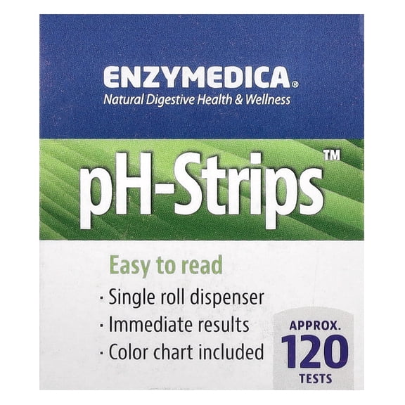 Enzymedica pH Test Strips, Urine pH Testing Kit, Fast Results, Accurate Acid & Alkaline Balance Monitor, Easy Roll Dispenser with Color Chart, 120 Count