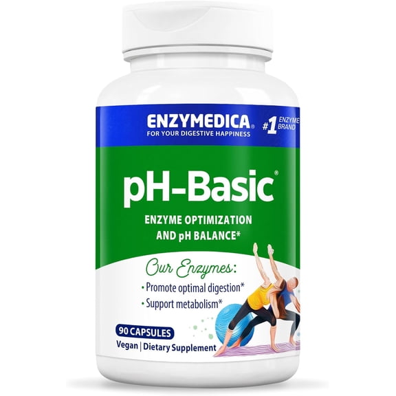 Enzymedica, pH-Basic, Promotes Healthy Digestion and pH Balance with Digestive Enzymes, Vegetarian, Non-GMO, 90 capsules (90 servings)