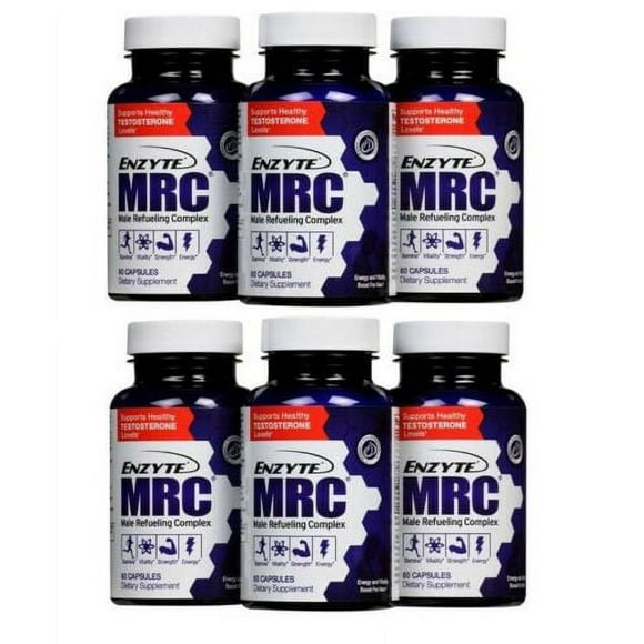 Enzyte MRC Testosterone Support - Vascularity, Energy, Muscle Strength, Stamina to Increase Workout Capacity for Men with Fenugreek, Rhodiola, NAC 30 Day Supply (6 Pack)