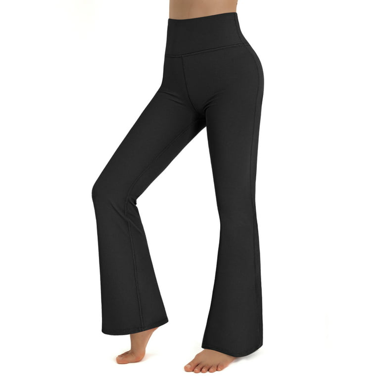 Eodora Bootcut Yoga Pants High Waist Bootleg Pant Tummy Control Pure Color  Black S