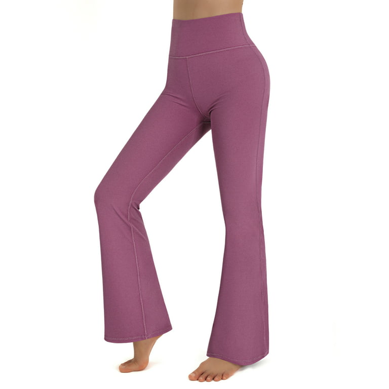 Eodora Bootcut Yoga Pants High Waist Bootleg Pant Tummy Control Pure Color  Purple Red XL 