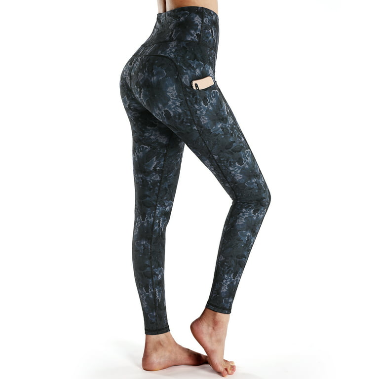Eodora Womens High Waist Yoga Pants with Pockets Workout Running Leggings  Tie dye L 
