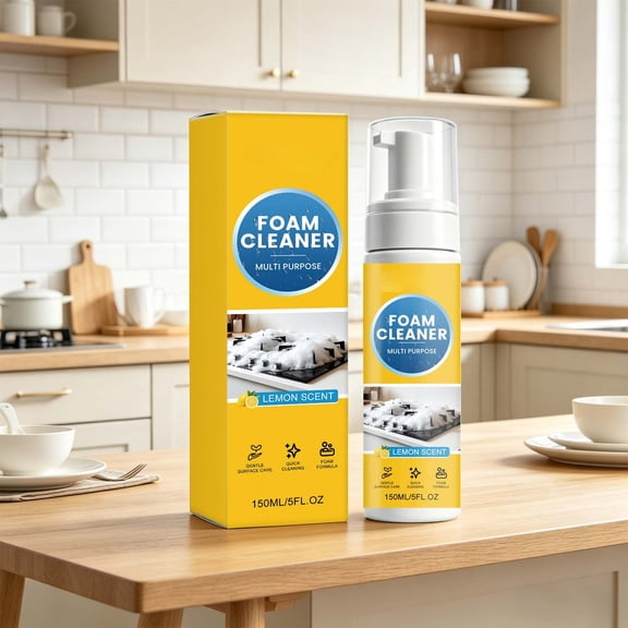 Eolstice 150ml Multi-Enzyme Foam Spray Cleaner, All-Purpose Stain Remover, Deep Cleaning Car Interior Household Detailer for Kitchen Bathroom Surfaces,Yellow