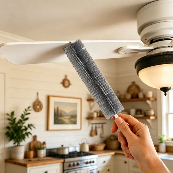 Eolstice 17.72in Bendable Dusting Brush, Microfiber Duster with Long Handle, Multi Purpose Cleaning Tool for Ceiling Fan Blinds Corner, Reusable Washable Dust Cleaner
