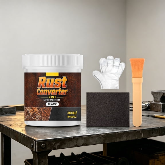Eolstice 2 in 1 Rust Remover, 300g Kit with Gloves Sandpaper Brush, Metal Surface Rust Treatment, Repair and Prevention, Rust Converter Kit