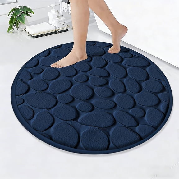 Eolstice 31.4IN Memory Foam Bath Mat, Cobblestones Bathroom Rugs, Super Water Absorbent Mat, for Bathroom, Shower, Machine Washable, Comfortable, Sturdy(Blue)