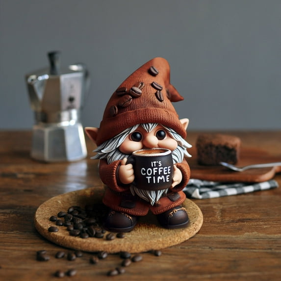 Eolstice 3D Gnome Ornaments, Coffee Themed Decor, It's Coffee Time Explanation, Unique Table Decoration, For Desk, Kitchen, Collectible Figurine