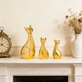 thumbnail image 1 of Eolstice 3Pcs Ceramic Pet Family Statue, Figurine Parents and Baby Sculpture, Art Porcelain Decorations, for Office, Living Room, Book Shelf, Heartwarming Gift(Gold), 1 of 6