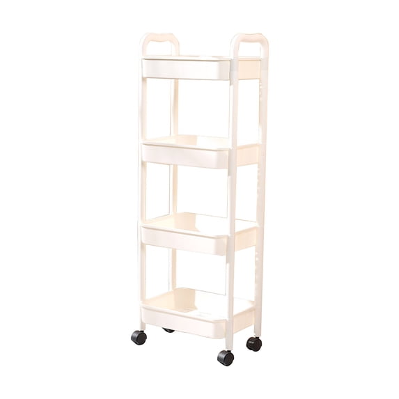Eolstice 4-Tier Kitchen Storage Cart Rack, Black Finish with Handles Utility Cart, Bathroom Toiletries Organizer on Wheels, Mobile Solution for Home Organization