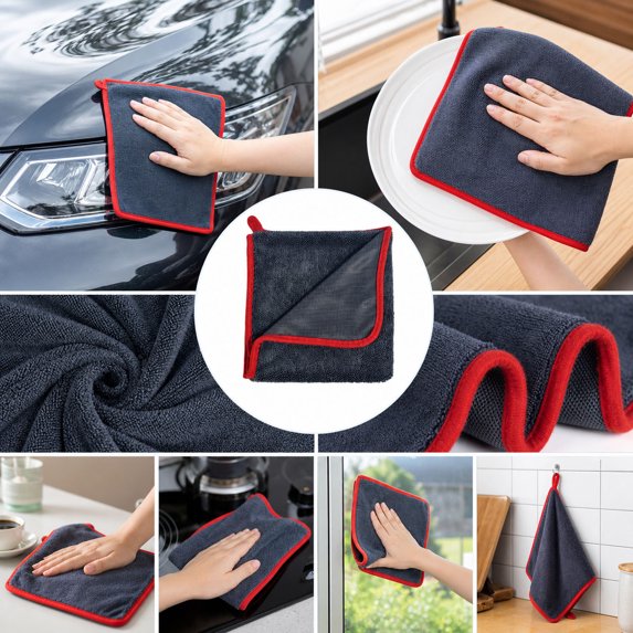 Eolstice 5 Pack Reusable Cleaning Cloths, Thickened Lint Free Microfiber Wipes, Kitchen Glass Car Auto Window Household Cleaning Towels for Home