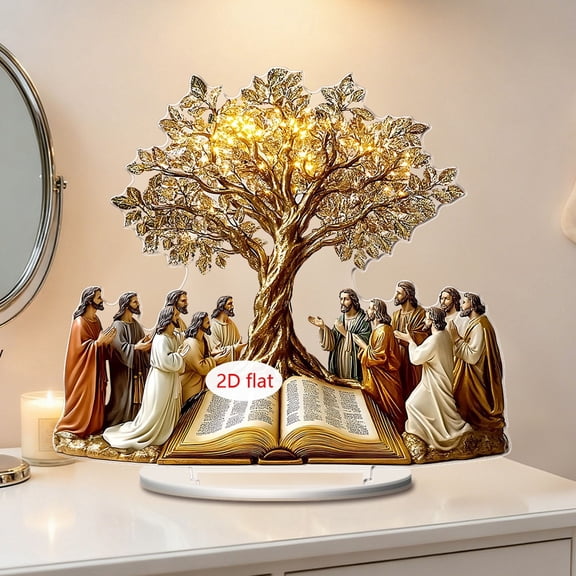 Eolstice Academic Exchange Scene Under The Tree Acrylic Ornament, Decorative Item For Home Office Display, Inspirational Use In Educational Settings And As a Gift