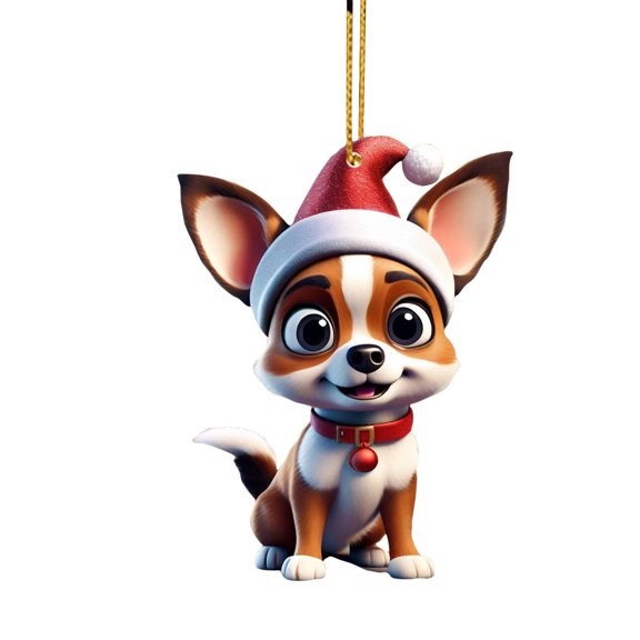Eolstice Acrylic Canine Car Charm Hanging Ornament Backpack Clip Accessory Pet-Themed Decor Christmas Vehicle Interior Accent Home Decoration Gift Idea