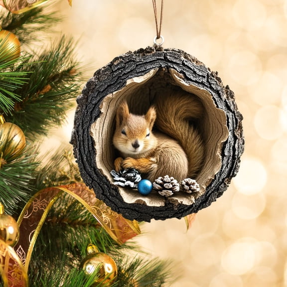 Eolstice Animals Christmas Tree Ornaments, Forest Creature Print Acrylic Decorations, Woodland Theme Holiday Decor for Tree Decorating and Souvenir Gifts