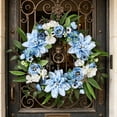 thumbnail image 1 of Eolstice Artificial Floral Wreath, 19.6In Spring Summer Wreath Handmade Decorative Door Wreath, Farmhouse Greenery Wreath For Front Door Wall Wedding Home Decor,Blue, 1 of 7
