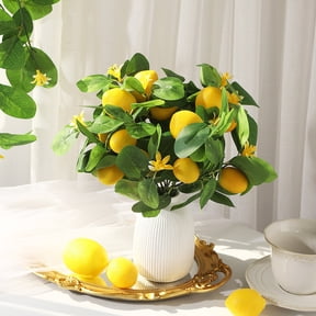 Eolstice Artificial Lemon Fruit Branch, Fake Yellow Lemon Bouquet, With Flowers, Home Decor, Kitchen Table Centerpiece, Vase Arrangement, Dining Room Decor