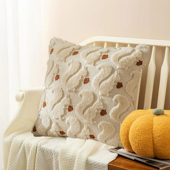 Eolstice Autumn Leaves Plush Pillow, 3D Embroidery Cushion, Harvest Festival Decor For Sofas, Living Rooms, Seasonal Styling And Comfort Seating