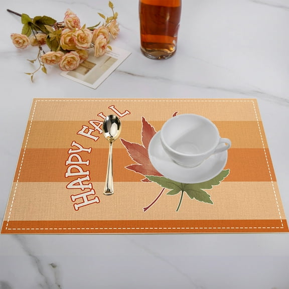 Eolstice Autumn Themed Linen Placemat Set, Heat-Resistant Table Place Settings, Fall Thanksgiving Dining Decor for Home Kitchen Decorating